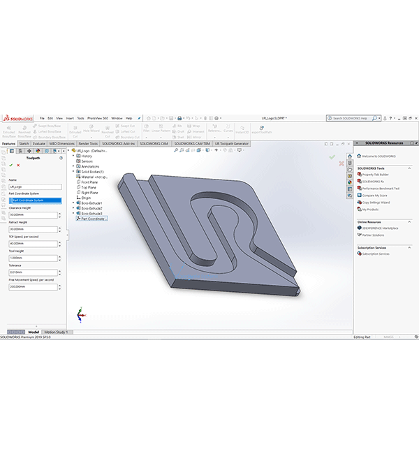 Universal Robots Toolpath Generator for SOLIDWORKS